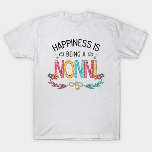 Happiness Is Being A Nonni Wildflowers Valentines Mothers Day T-Shirt